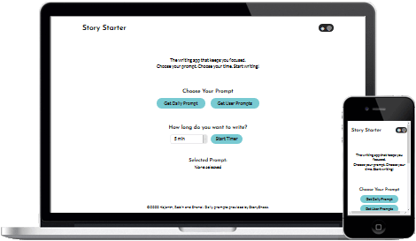 Screen shot of Story Starter web site project